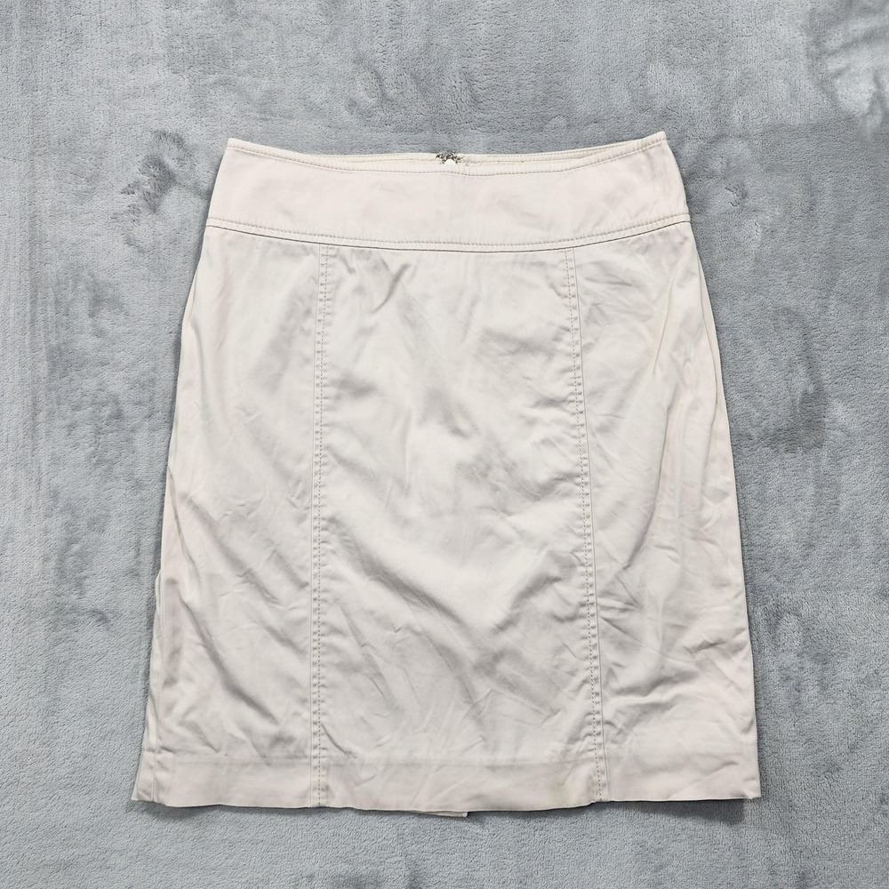 Talbots Skirt Womens 2P PETITE Beige Khaki Pencil Short Zip Back Workwear Office